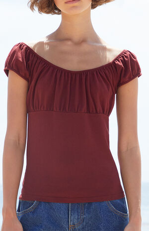 Burgundy Casey Ruched Top image number 2