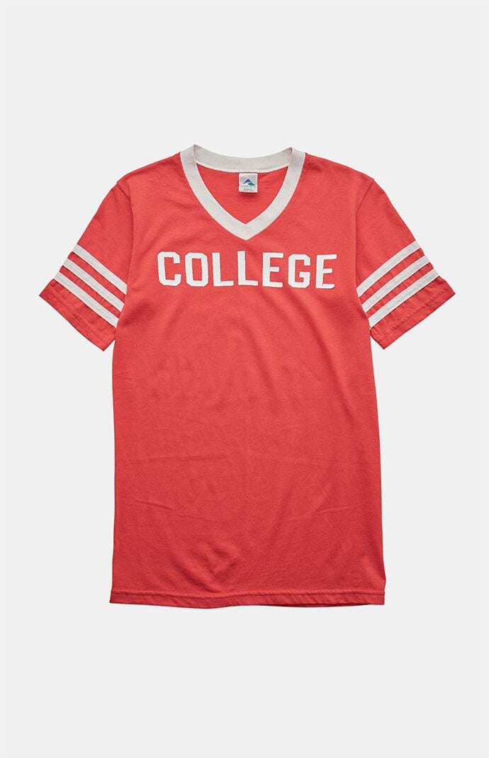 PS VINTAGE 2000s College V-neck Graphic T-Shirt