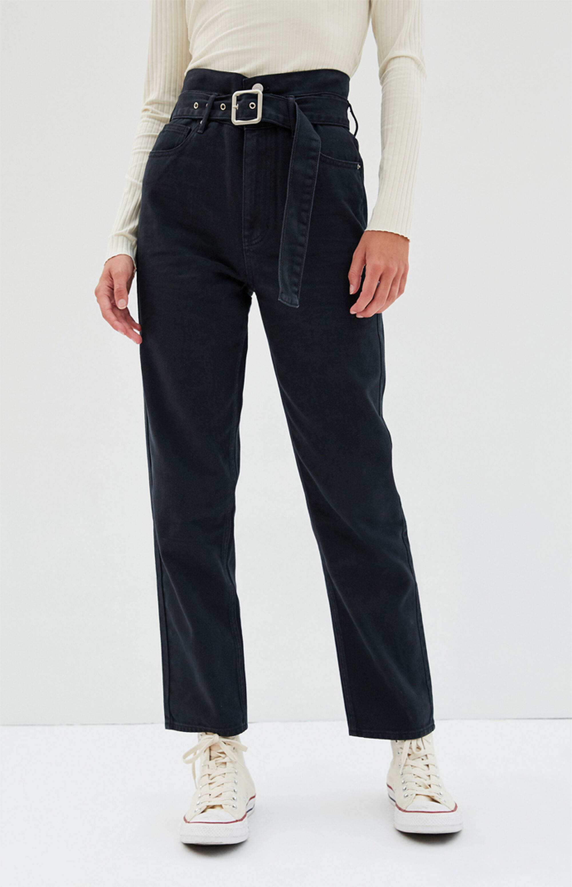 PacSun Cinched Black Mom Jeans PacSun
