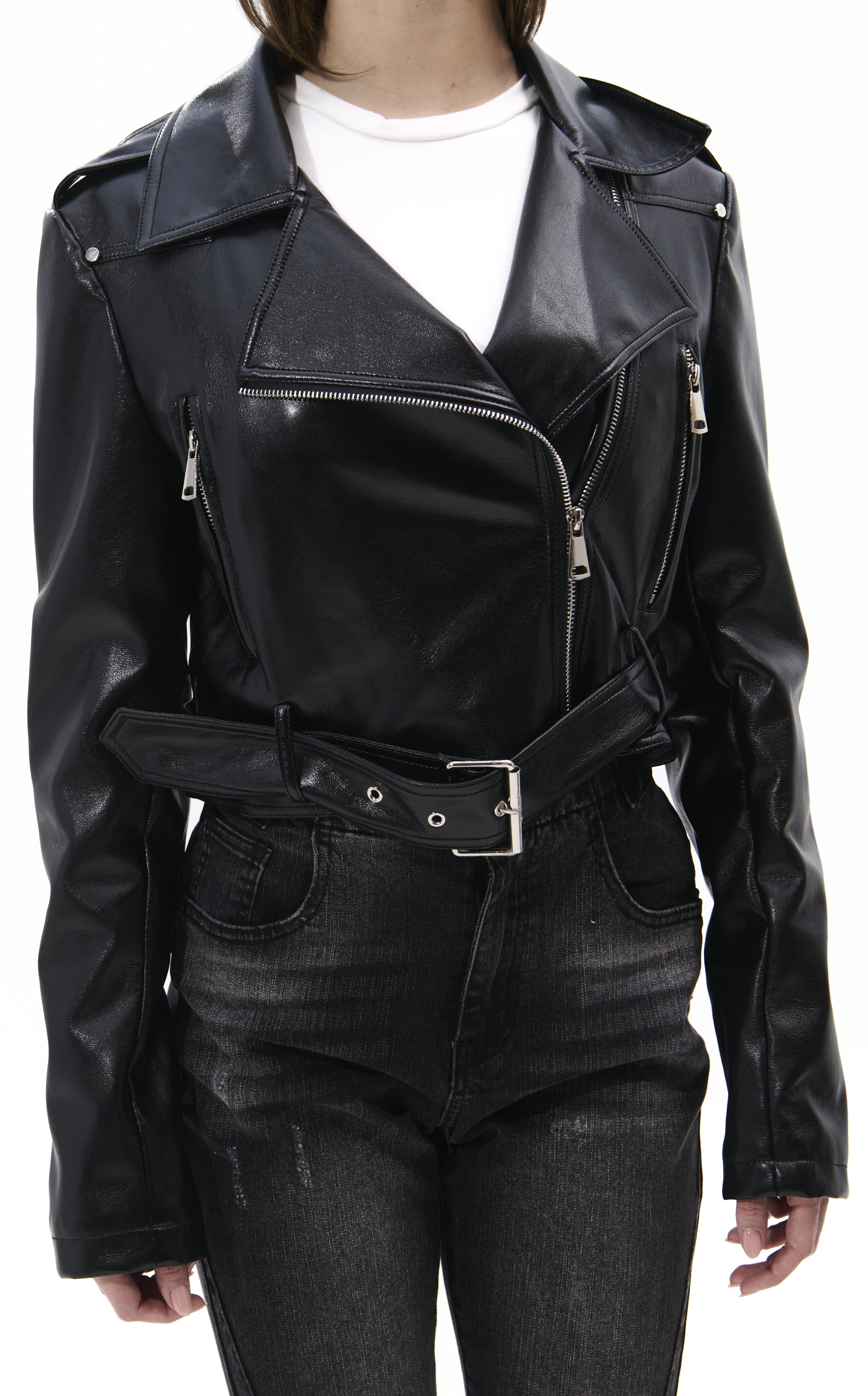 AZALEA WANG Remy Midnight Black Butter Faux Leather Jacket