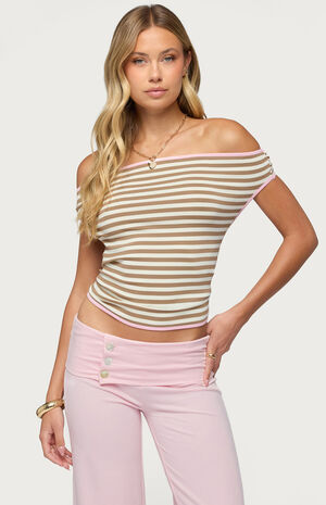 Zory Striped Off-The-Shoulder Top image number 1