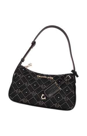 Studded Black Denim Shoulder Bag image number 7