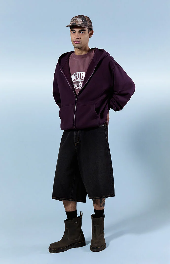 Pacsun Blaine Ultra Baggy Jorts Contrast Stitch Black