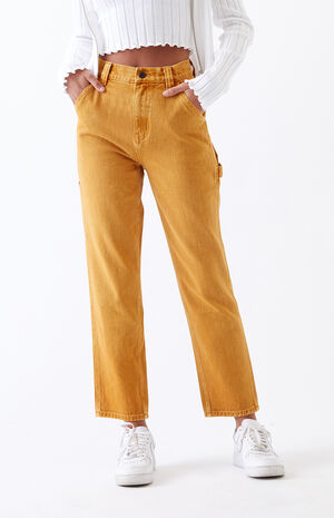Gold High Rise Carpenter Pants image number 3