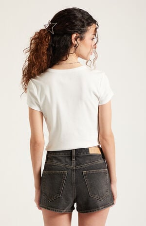 Ivy High Waisted Denim Festival Shorts Contrast Stitch Black image number 4