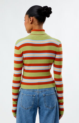 Striped Ribbed Turtleneck Sweater image number 4