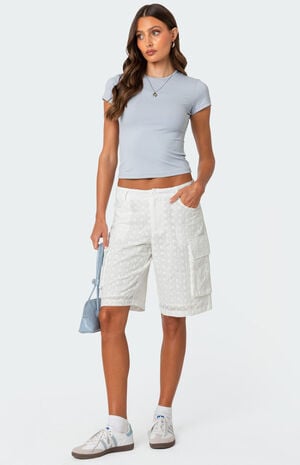 Eyelet Cargo Bermuda Shorts image number 1