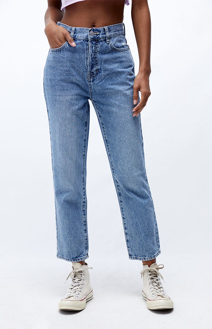 pacsun trusty blue high waisted straight leg jeans