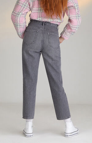 Eco Gray High Waisted Straight Leg Jeans image number 4