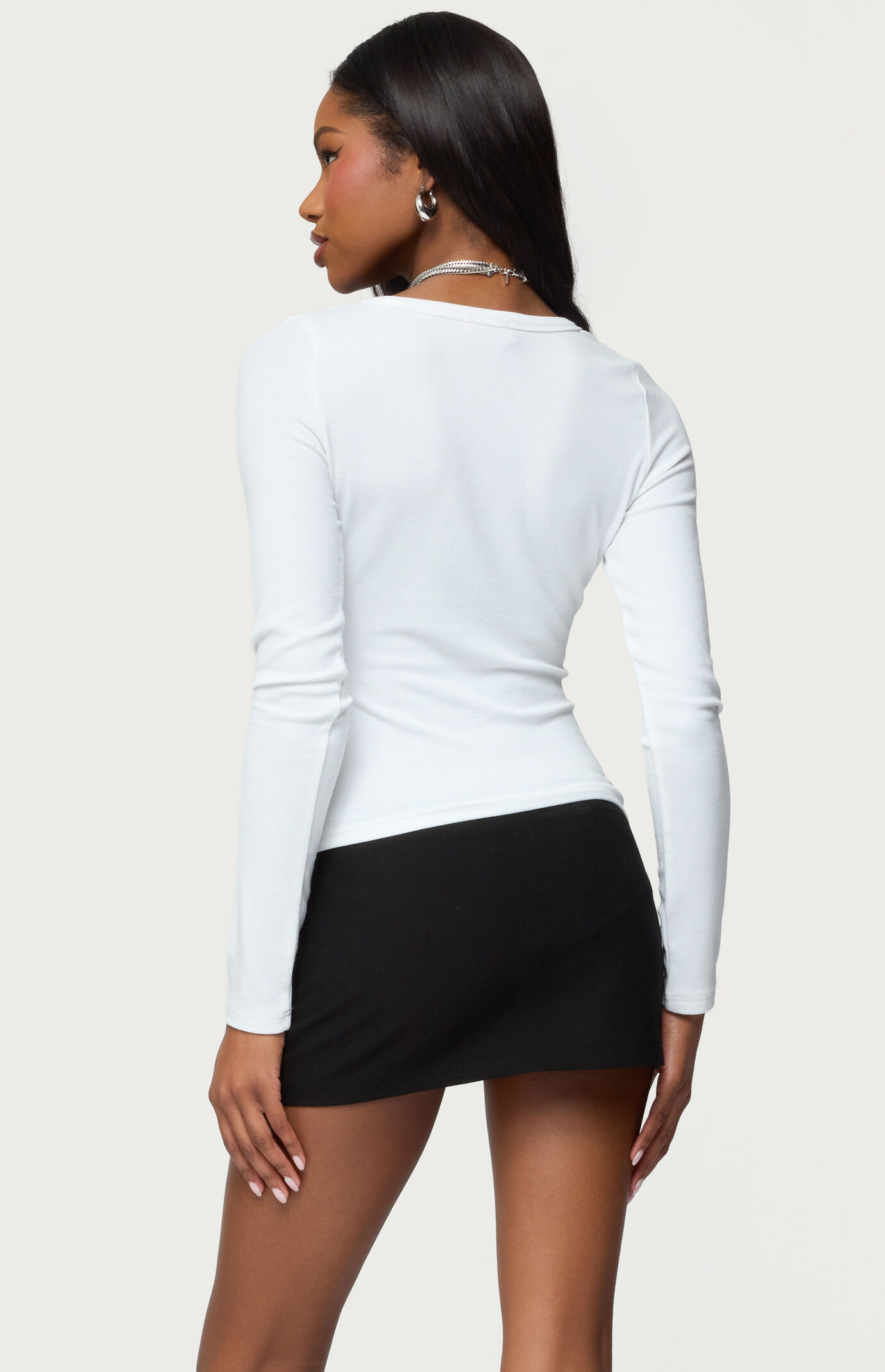 Edikted Doron V Neck Long Sleeve Top
