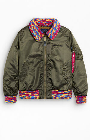 MA-1 Knit Trimmed Washed Bomber Jacket image number 1