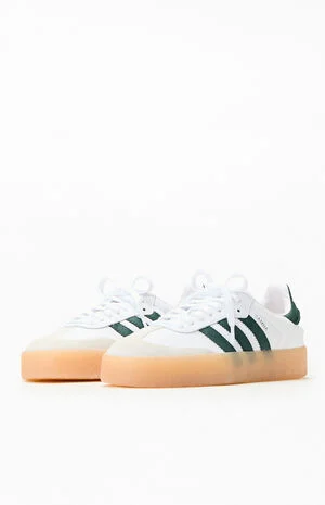 Women's Green & White Samba Sneakers image number 2