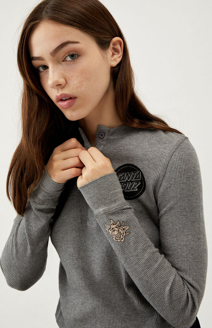 Reverse Dot Long Sleeve Henley T-Shirt