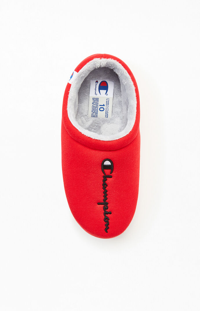 Red Shuffle Script Slippers