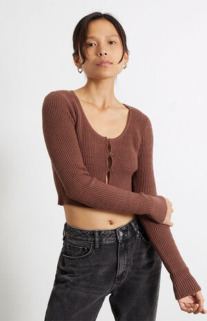 Button Front Pointelle Cardigan image number 1