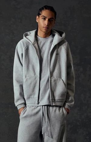 Heather Grey Heavyweight Standard Zip Hoodie image number 2