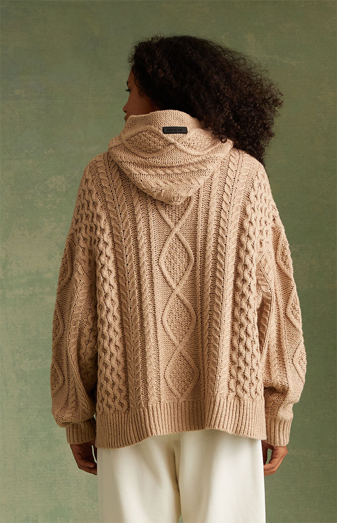Fear of God Essentials Gold Heather Cable Knit Hoodie | PacSun