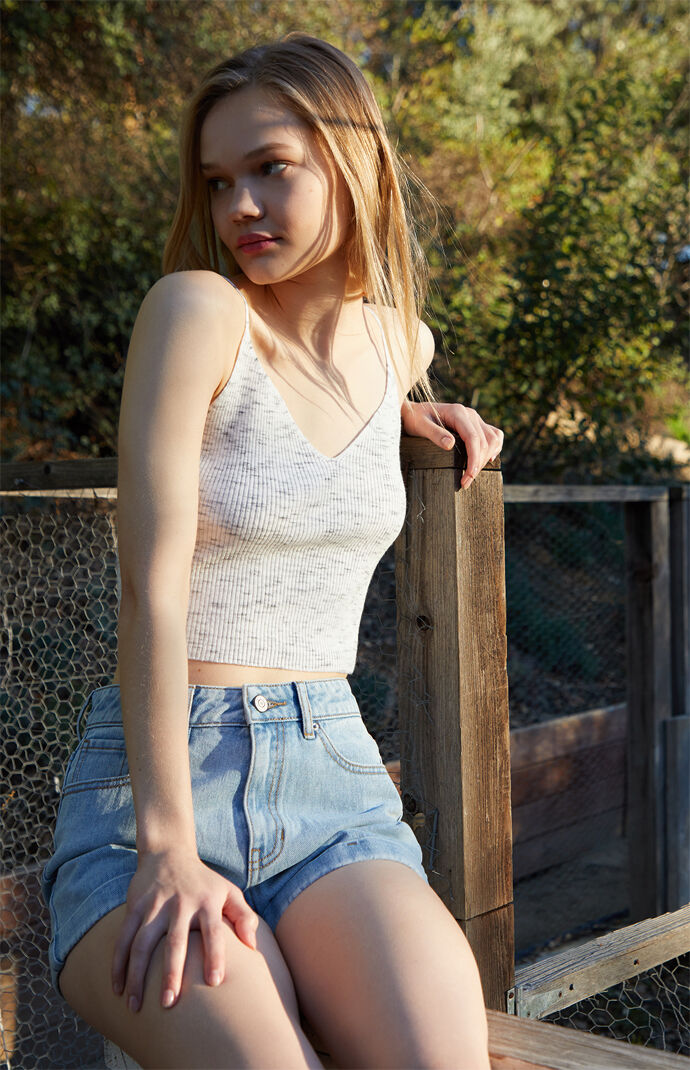 Heather Double V Tank Top