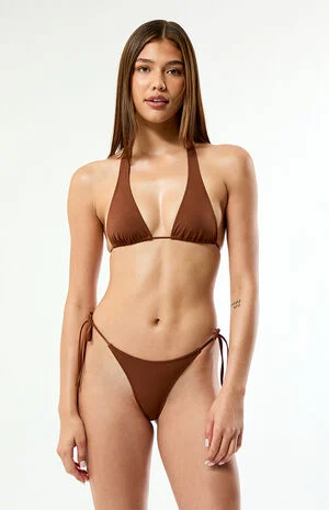 Brown Summer Side Tie Bikini Bottom image number 1