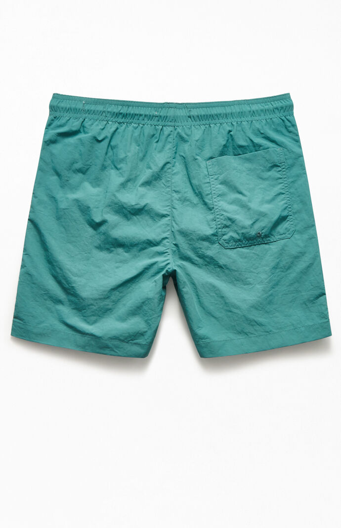 Embroidered Logo Solid 17" Swim Trunks