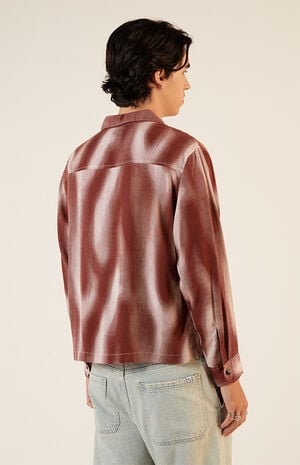 Printed Long Sleeve Cropped Camp Shirt image number 3