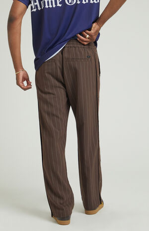 Brown Pinstripe Tony Baggy Track Pants image number 4