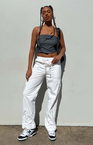 White Flossie Parachute Pants image number 4