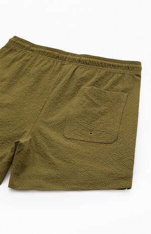 Olive Seersucker 4.5" Swim Trunks image number 4