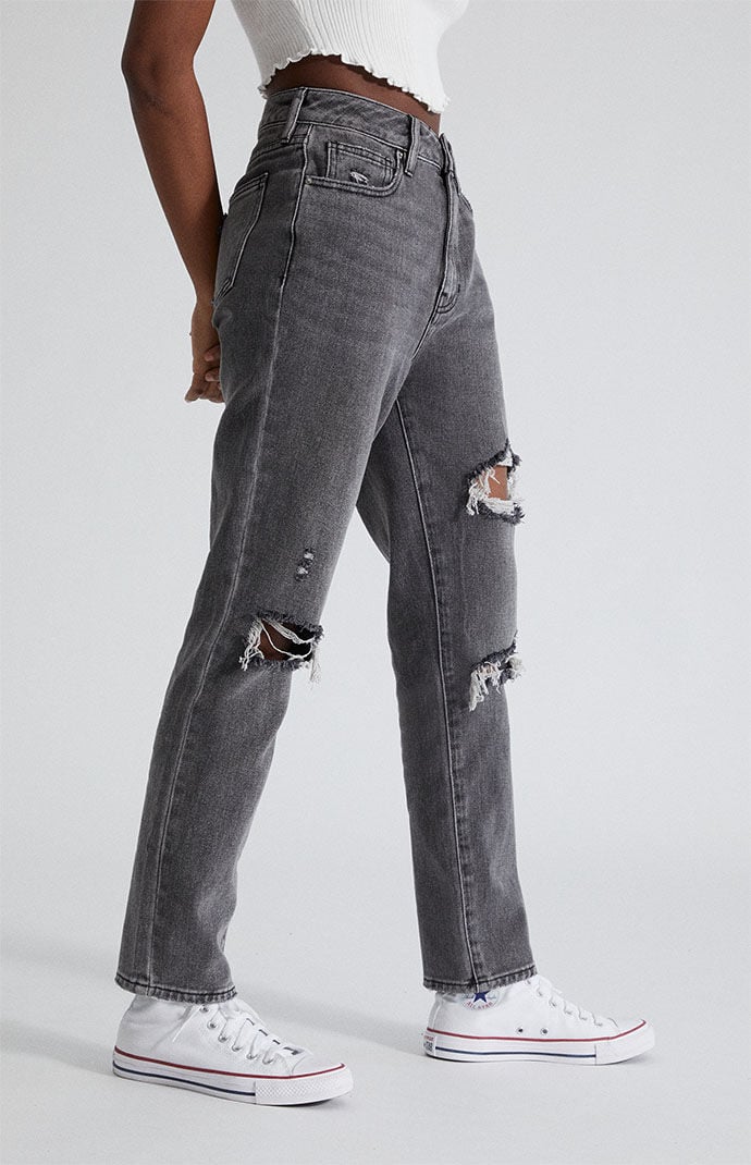 PacSun Faded Black Ripped Mom Jeans 
