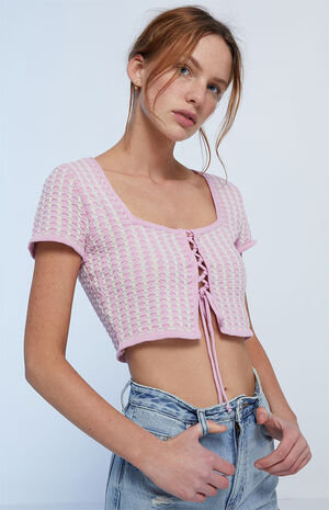 Lace Up Crochet Sweater image number 2