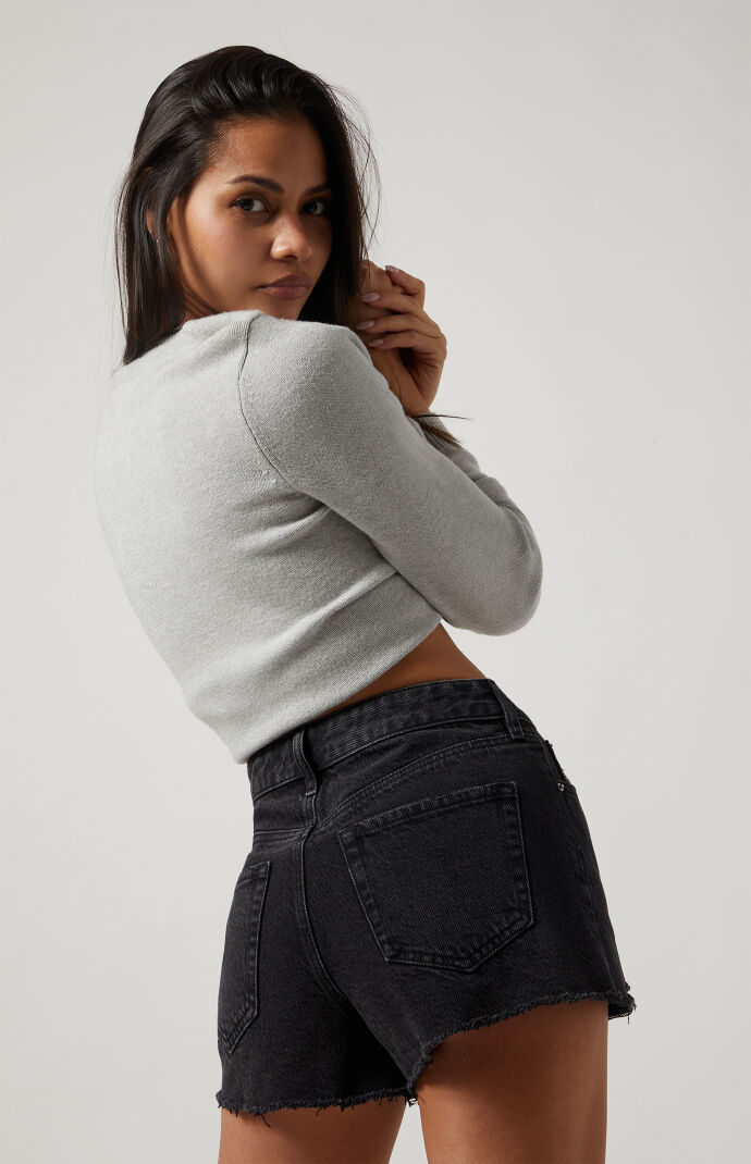 PacSun Black Frayed Ripped High Waisted Denim Festival