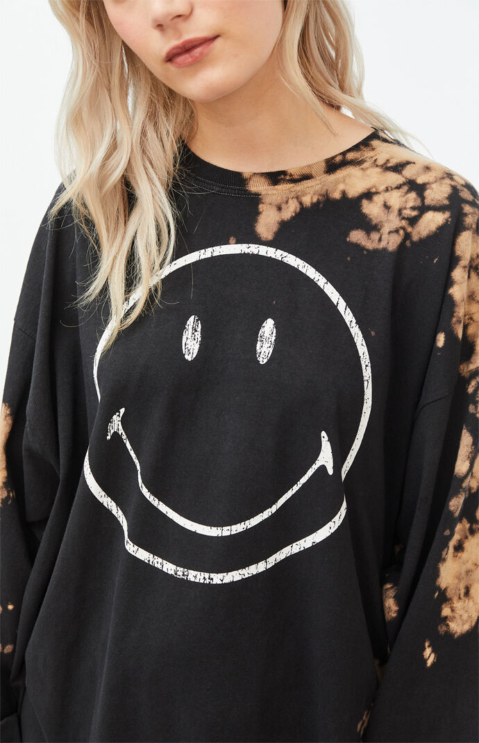 x Smiley Distressed Oversized Long Sleeve T-Shirt