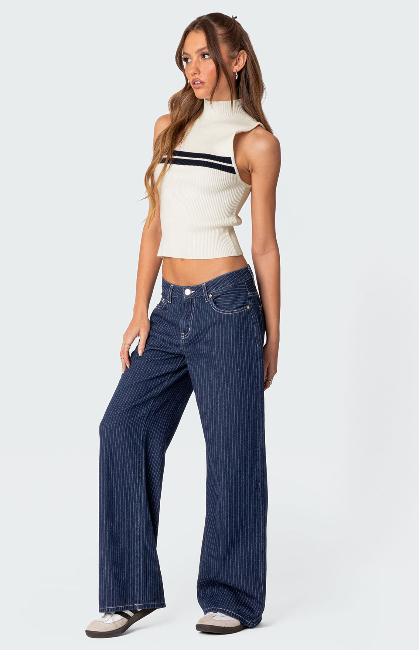 Pacsun white striped jeans sales