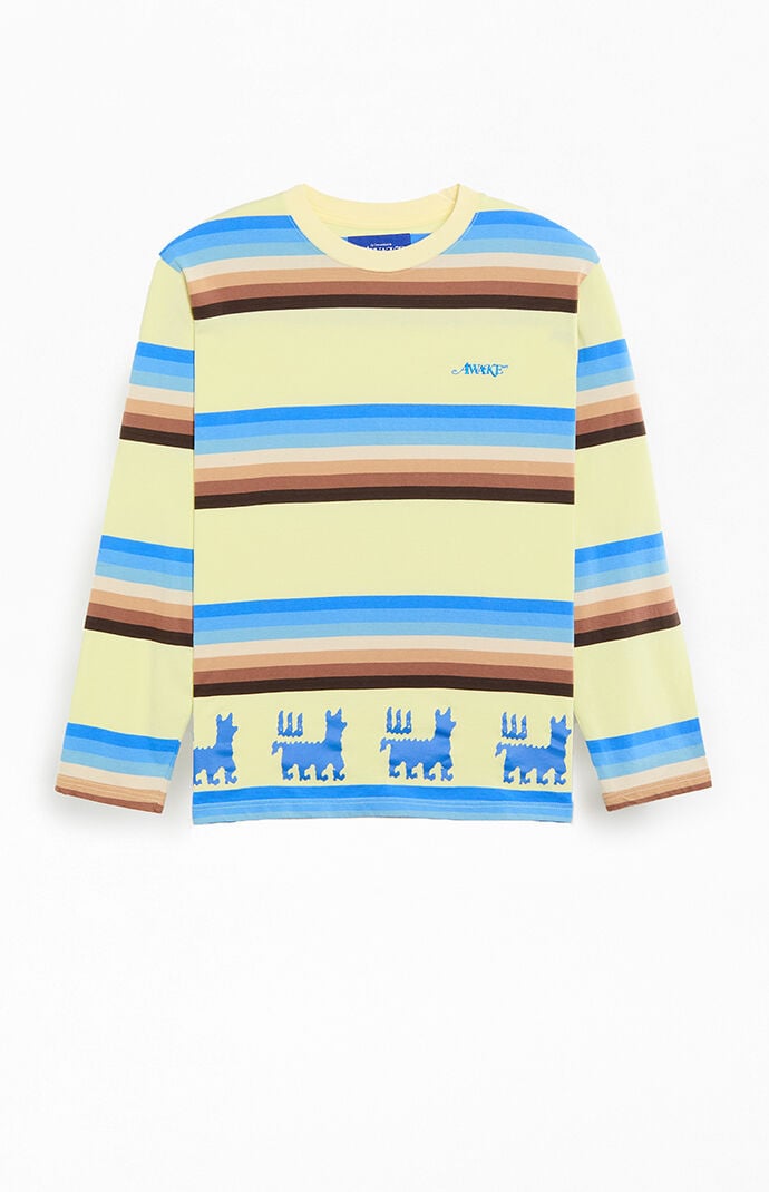 Awake NY Striped Llama Print Long Sleeve T-Shirt