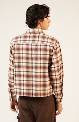 Washed Cropped Camp Flannel Shirt image number 3