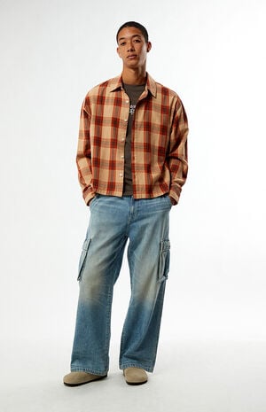 Orange Long Sleeve Classic Flannel Shirt image number 5