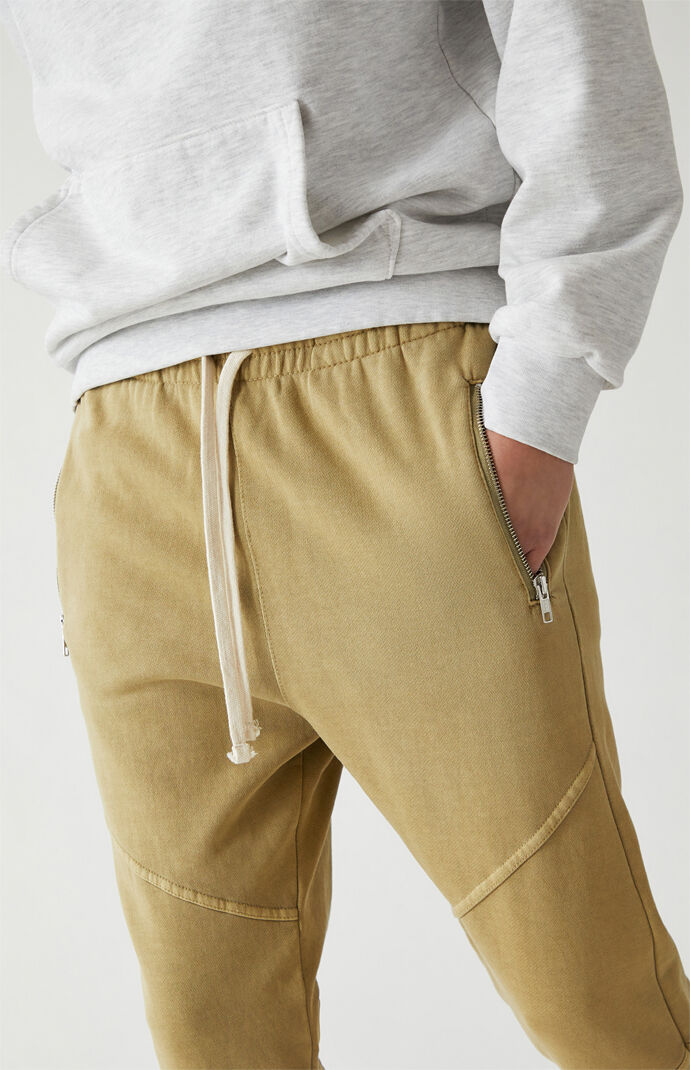 Khaki Paneled Fleece Jogger Pants