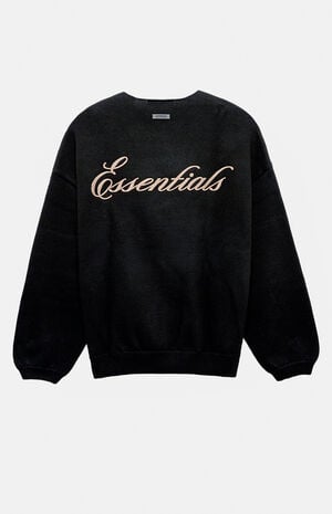 Vintage Black Waffle Knit Crew Neck Sweater image number 2