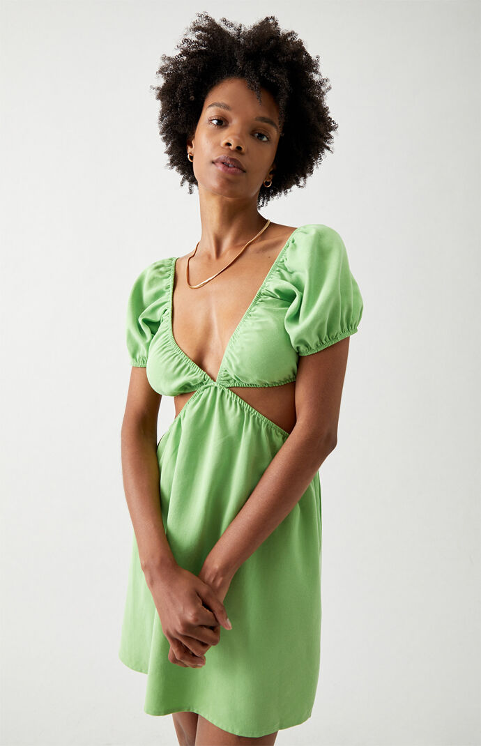 Eco Crochet Trim Bell Sleeve Dress