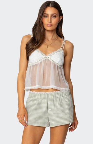 Sheer Lacey Babydoll Tank Top image number 1