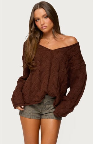 Inga Oversized Cable Knit Sweater image number 1