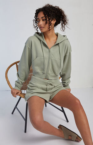 Bamboo Full Zip Cropped Hoodie Bamboo Full Zip Cropped Hoodie image number 4