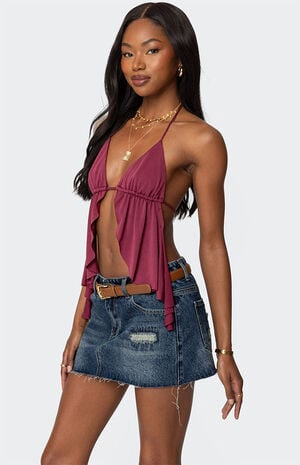 Calla Split Front Backless Halter Top image number 3
