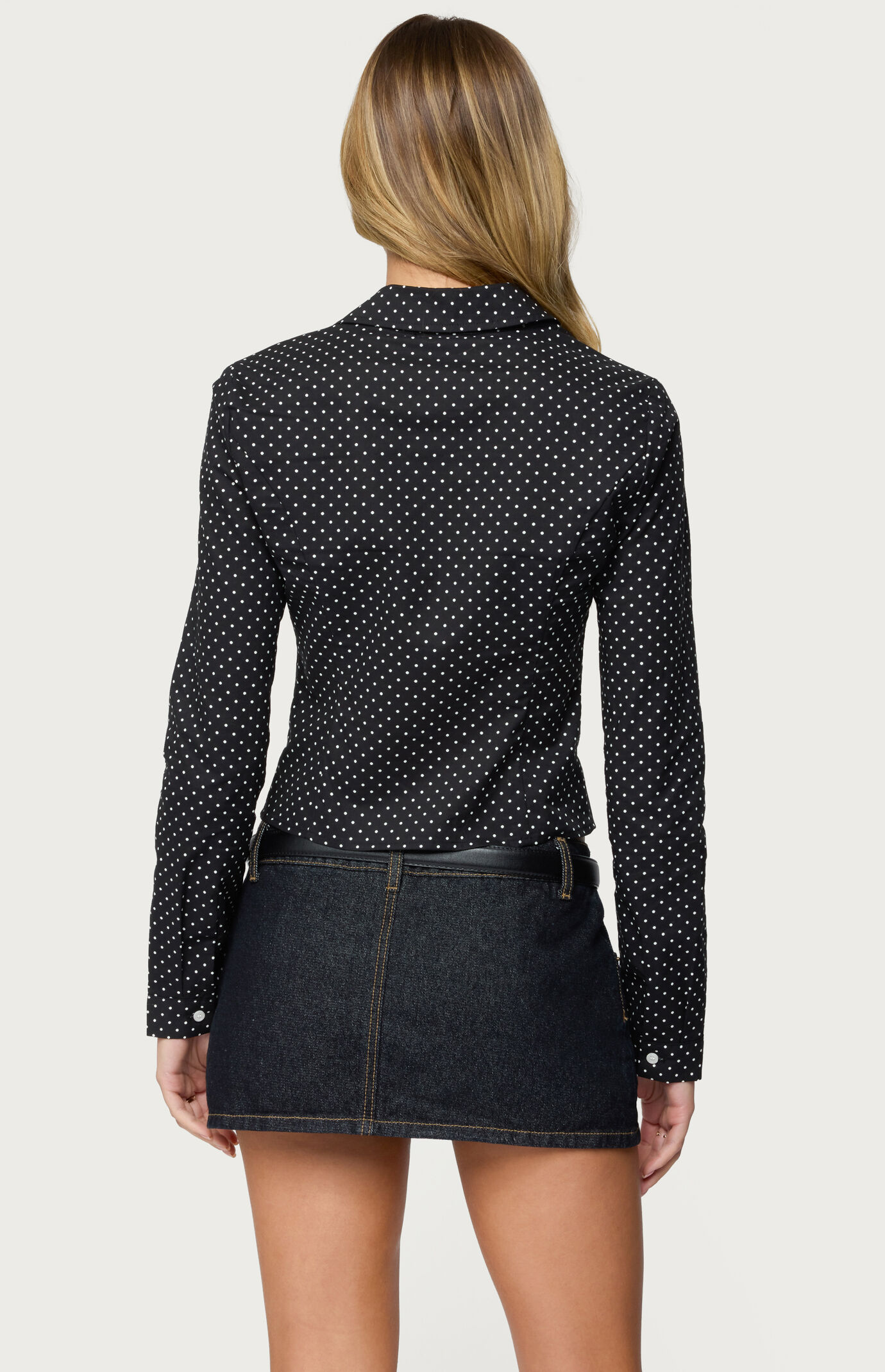 Edikted Ilia Polka Dot Button Up Shirt
