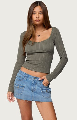 Beatrix Lacey Ribbed Top image number 1