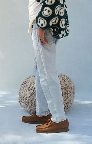 Faded Light Blue Straight Leg Jeans image number 3