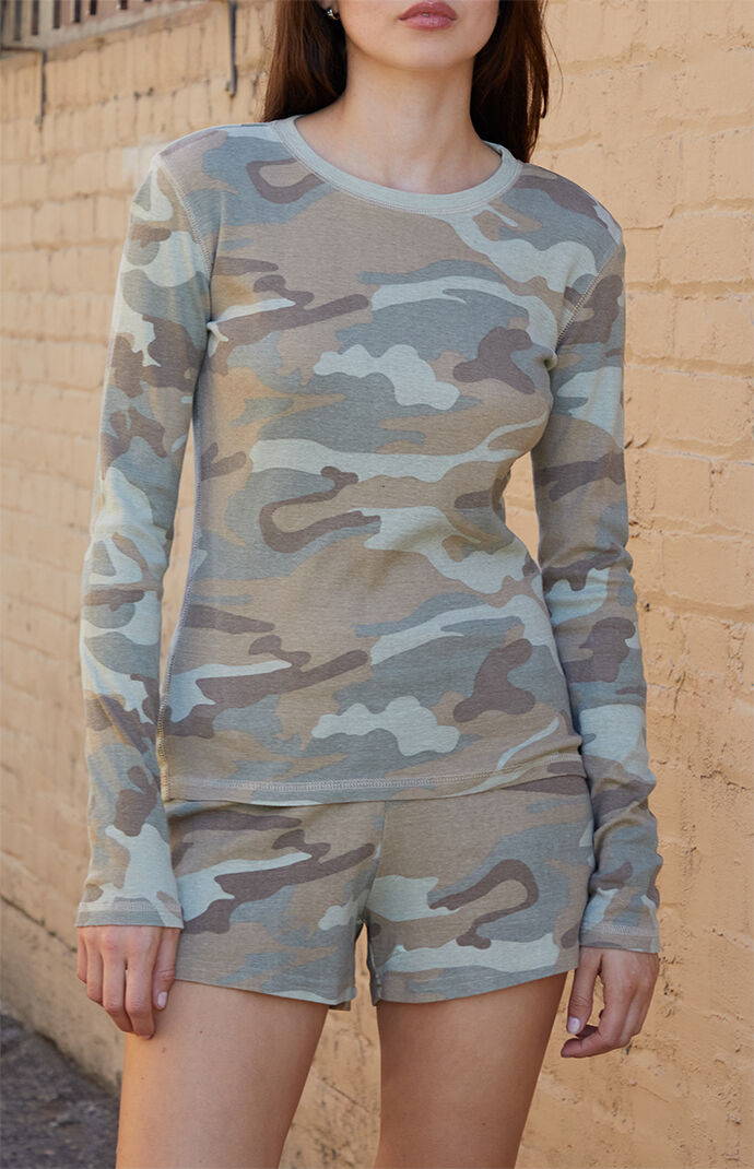 John Galt Camo Ainsley Long Sleeve Top