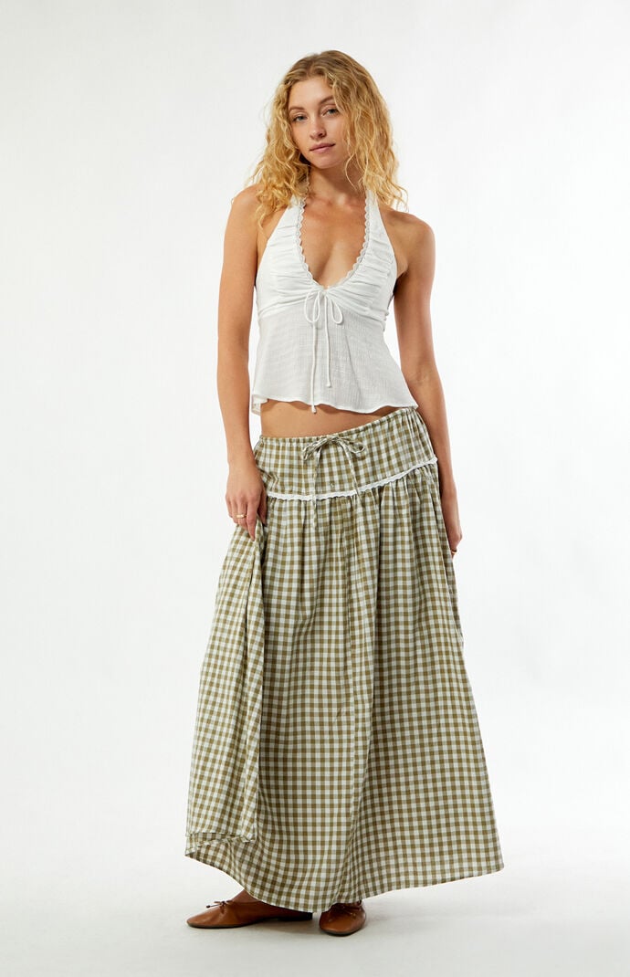 【ok.soon】 新品未使用⭐︎gingham check long skirt ok.soon】gingham check long skirt