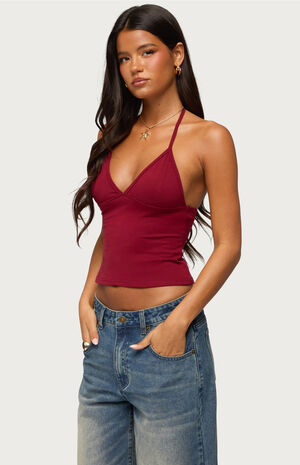 Noriah V Neck Halter Top image number 2