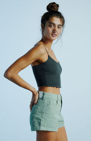 Sage Corduroy Mom Shorts image number 2